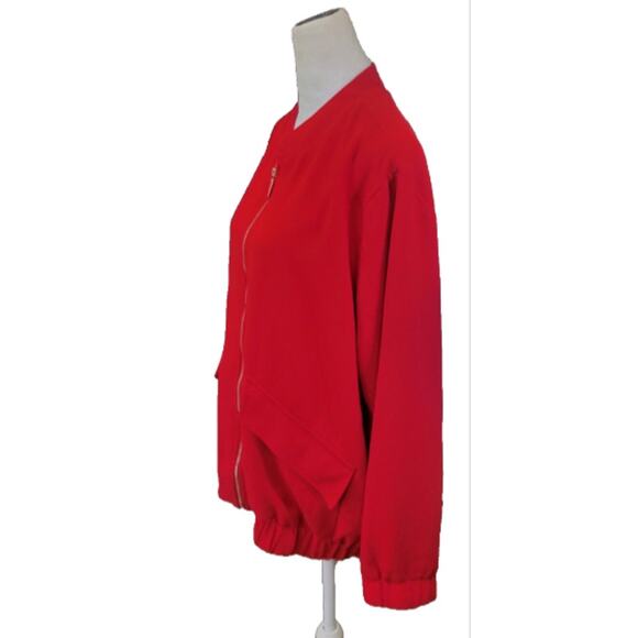 Chico's Women's Bomber Jacket Size XL Red Full Zip Lined Pockets - Picture 3 of 11